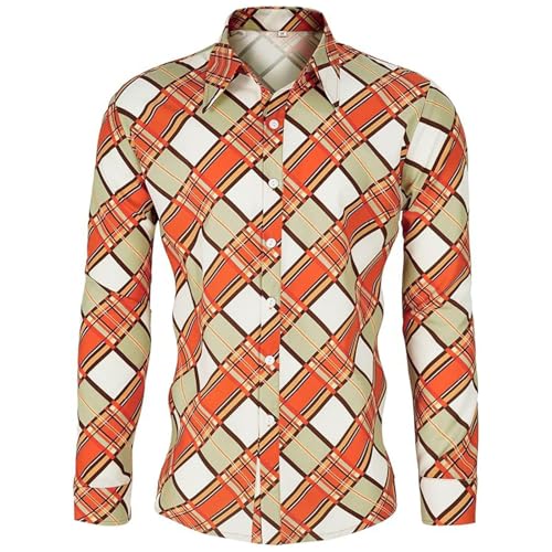 Autentico design retrò, con un caratteristico motivo a quadri diagonali nei caratteristici colori degli anni '70 come arancione, verde oliva e marrone