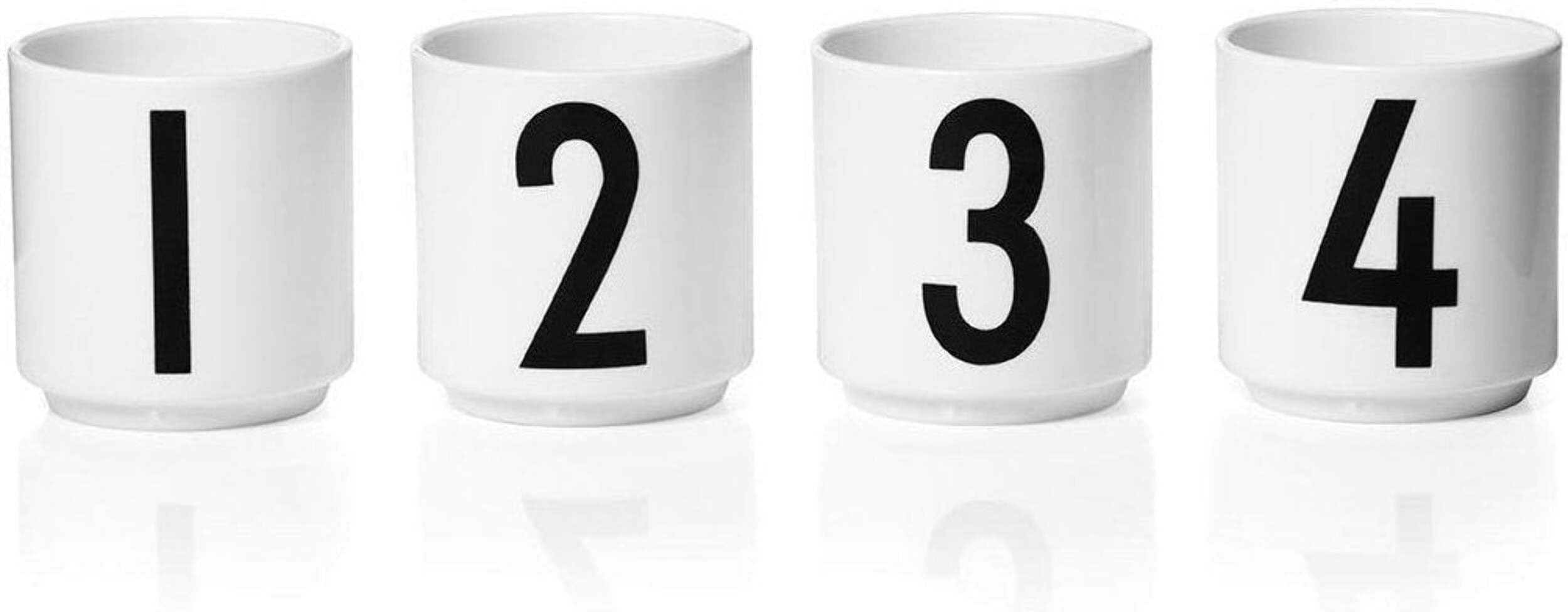 Design Letters Filiżanki do espresso, zestaw 4 filiżanek do cappuccino, mały ceramiczny kubek do kawy do picia espresso, cappuccino, używany jako świecznik, biały