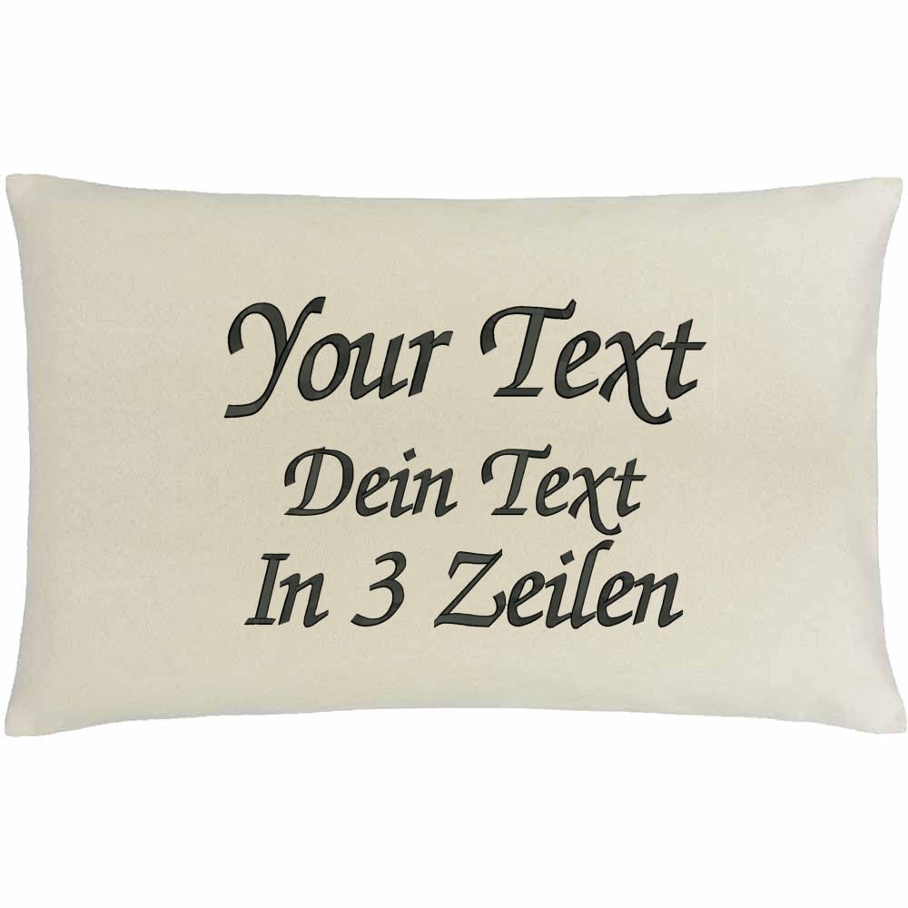 Kissen mit Namen - personalisiertes Kopfkissen mit deinem Text - Dekokissen mit Füllung - Kissenbezug Personalisieren - Custom Pillow - individuelle Stickerei - Füllung und Bezug (beige)