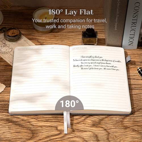 CAGIE Lined Journal for Men, Lined Journals for Writing 100 gsm 256 Pages, A5 Leather Mens Journal, Journaling Notebooks for Notes, Work, School - Grey — view 5