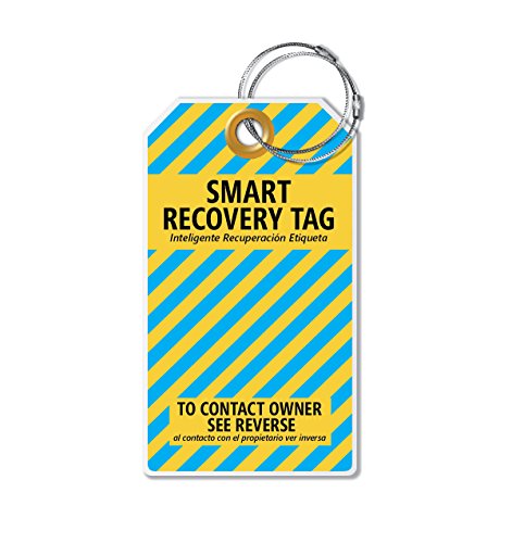 DynotagÂ® Web Enabled Smart ID Tag, PROTAGZâ„¢ Series MEGA Size Luggage Tag w. Double Steel Loops with DynoIQâ„¢ & Lifetime Recovery Service (Sunshade)