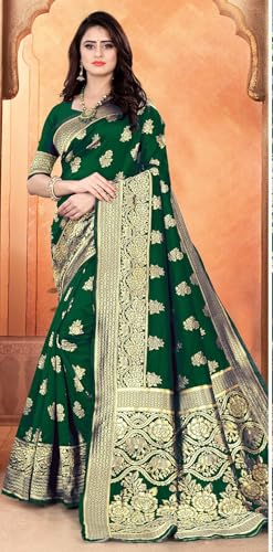 Image of Women's Kanjivaram Ptinted Soft Silk Banarasi Saree With Unstitched Matching Bloue Piece | Saree for Women