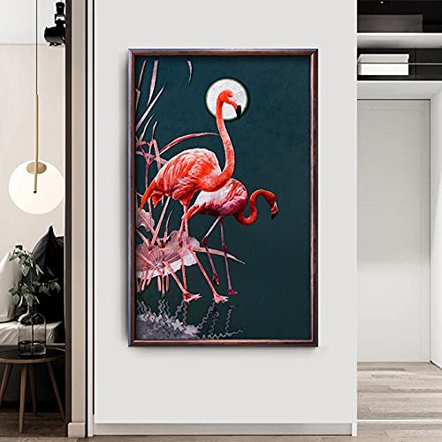 Peinture diamant flamant cristal image grand format style broderie art