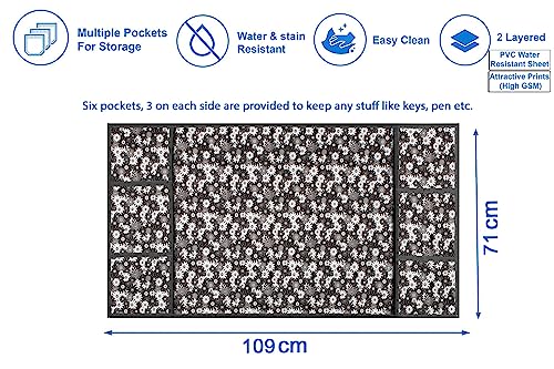 Image of The Furnishing Tree Fridge Top Cover Compatible for Samsung RR23C2F249U /HL, 215 LTR WxL 71x109 in CM Floral Pattern Grey White