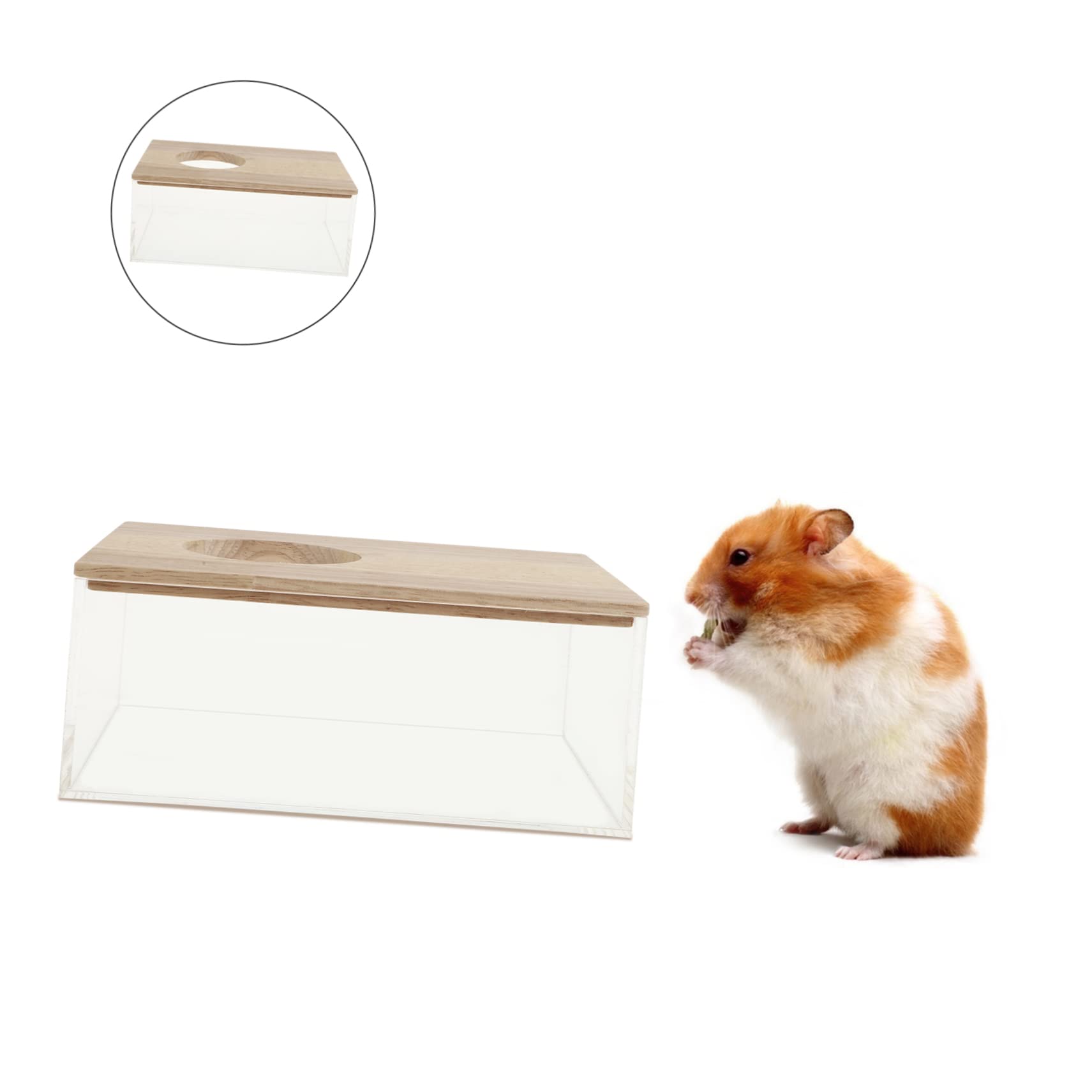 Mipcase Transparente Hamster Sandbadewanne mit Hohem Rand aus Acryl Holz