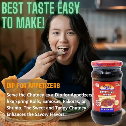 Image of Rani Lime Sweet Mango Chutney (Indian Preserve) 10.5oz (300g) Glass Jar, Ready to eat, Vegan ~ Gluten Free Ingredients, All Natural, NON-GMO