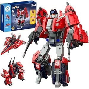 Sillbird Transforming Robot Building Set for Adults and Teens, Valentine’s Day Creative Collectible Gift for Home or Office Decoration Display, Converts to Dinosaur or Plane Model Without Rebuilding
