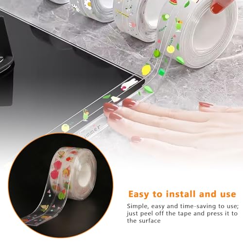 Image of Kitchen Bath Caulk Tape Sealant Strip, 1.5''x10.5FT PVC Self Adhesive Toilet Caulk Strip, Caulking Tool Decorative Sealant Tape for Bathtub Toilet Base Sink Shower- Dragon Fruit 2 pcs.