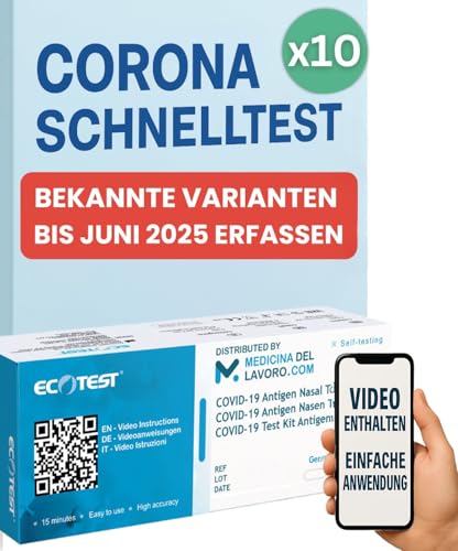 10 x Tamponi Covid 19 Rapido 2025 Nasale Pronto all'uso, Kit Rapido Tampone per l'Antigene Sars-Cov-2 Validato Nuove Varianti 2025. Sensibilità 100% a carica virale alta (10 Test) 10 x Tamponi Covid 19 Rapido 2025 Nasale Pronto all'uso, Kit Rapido Tampone per l'Antigene Sars-Cov-2 Validato Nuove Varianti 2025. Sensibilità 100% a carica virale alta (10 Test)