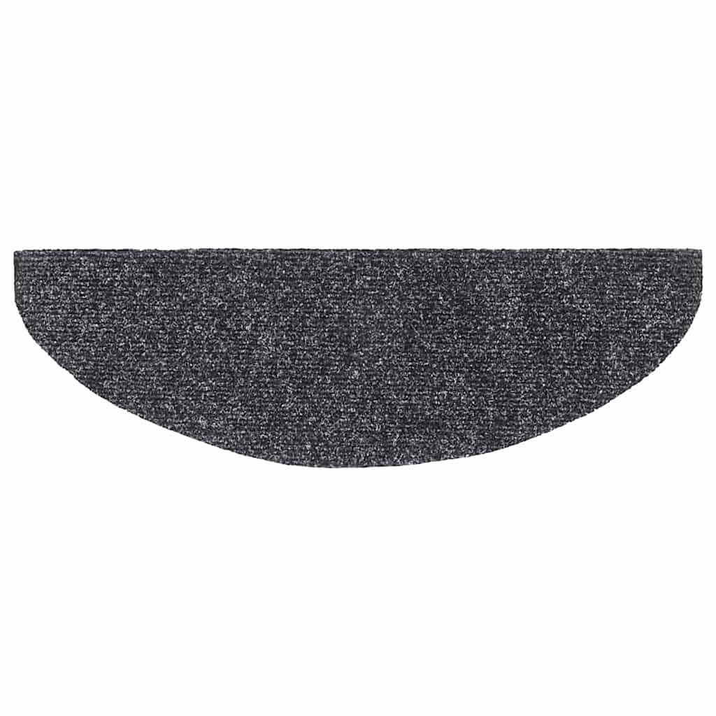 Alfombra autoadhesiva de color gris oscuro, 30 semicirculares, 65 x 21 cm, antideslizante, para interiores y dormitorios, 100 % polipropileno