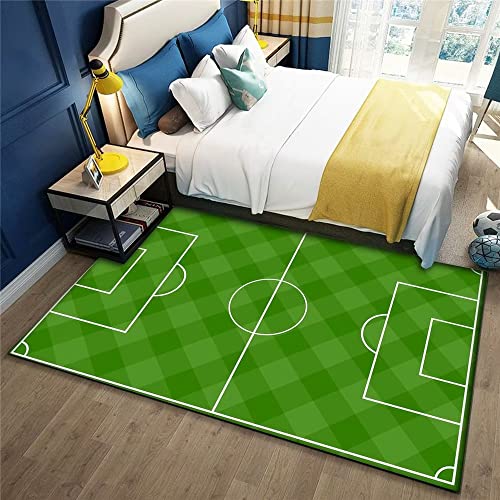 RUGMRZ Teppich Pflegeleicht Room Decor Salon Teppich Grün Karo Fußballplatz Muster Teppich Restaurant Anti-Milben Grün 60X90Cm Home Teppich Outdoor 1Ft 11.6''X2Ft 11.4'' Cover