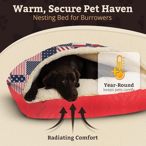 Image of Snoozer Rectangle Cozy Cave Dog Bed, Hooded Dog Bed, Starpatch Diamond (M)