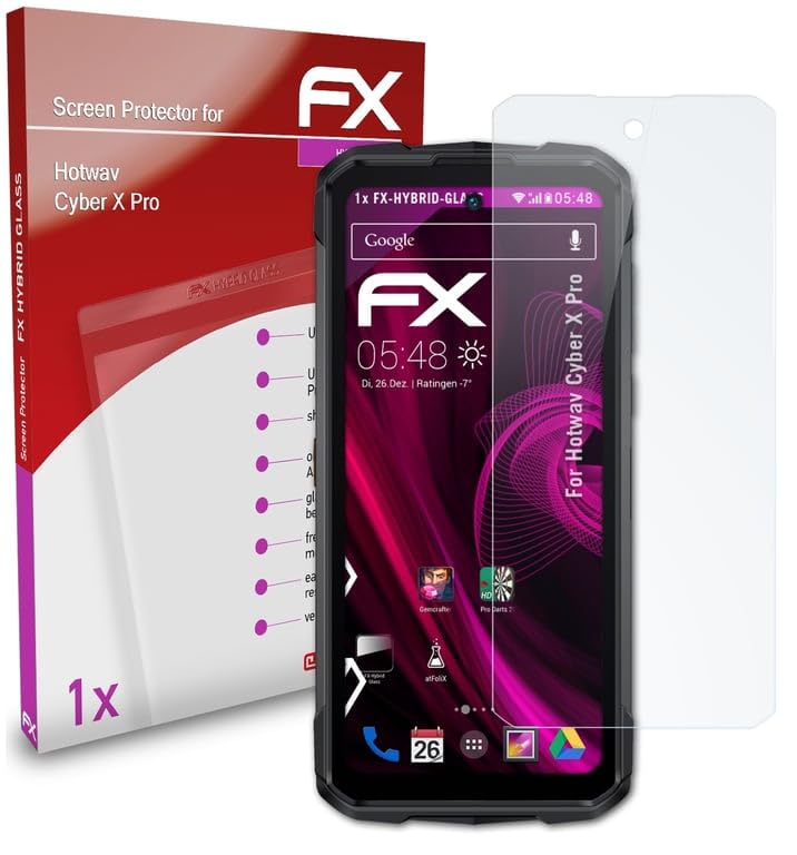 atFoliX Plastic Glass Protective Film compatible with Hotwav Cyber X Pro Glass Protector, 9H Hybrid-Glass FX Glass Screen Protector of plastic