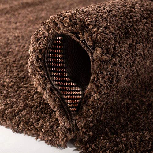 Image of Solid Fluffy Rugs and Carpet for Hall and Drawing Room 5x7 Feet Brown Color
