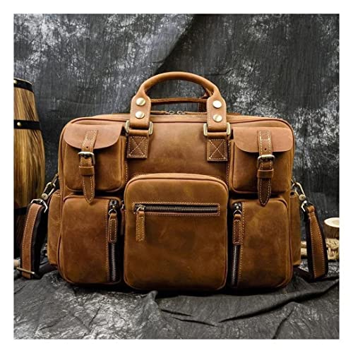 Genuine Leather Duffle Bags for Men, Travel Bags for Men Handbags Briefcases Mens Shoulder Bags (Color : Brown)3