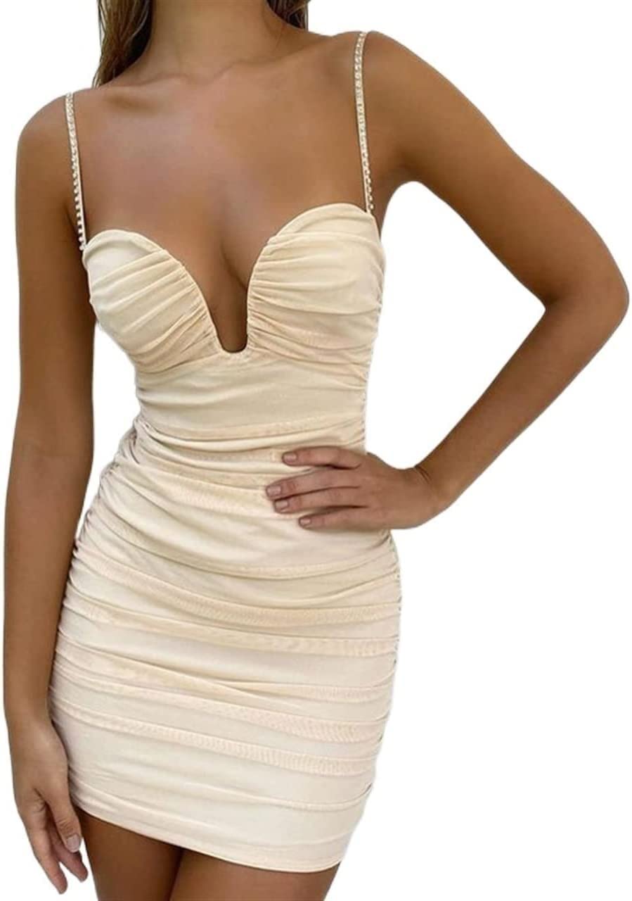 Verstellbarer Ersatz-Schultergurt, Handtaschenträger, Kleider, 2022 Sommer-Damen-Nachtclub, schulterfreies Sling-Mesh-Kleid mit Diamantenbesatz, Sommer, Sommerkleider (Farbe: Grau, Größe: X-Large) ( C