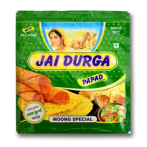 Image of Jai Durga Moong Special Papad, Traditional Indian Snack with Black Pepper|500gram | premium 9 inch handmade | crispy & authentic | no preservative