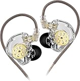 KZ EDX Lite 有線イヤホン イヤモニ インイヤー Wired Earphones 1DD 10mmアップダイナミックドライバ ゲーミング 耳掛け HIFI音質 遮音 重低音 ハイエンド 人間工学 低音強化 リケーブル対応 スポ一ツ/音楽モニター/ゲーム用 多機種対応 (透明, マイクなし)