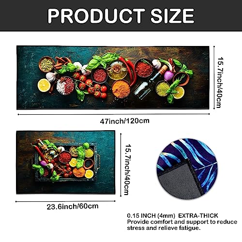 SHUAIG Kitchen Rug Set 2 Piece Non Slip Washable,Kitchen Mat Anti Fatigue Set,kitchen carpets with anti-slip stickers for Home Decoration (Style J - Image 2