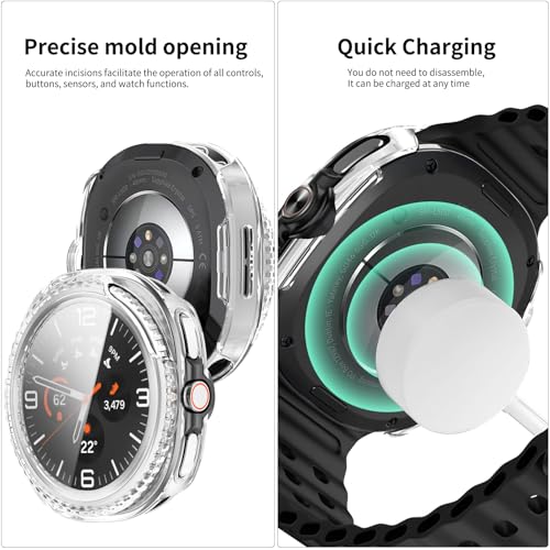 Funda Samsung Galaxy Watch 8 Classic 46mm de PC rígido transparente con cristal templado 6