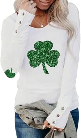 Buy Women's St. Patrick's Day Saint Paddy Drunk Shirt Lucky Charm Shamrock Clover Irish Women V-neck T-shirt Online In India - Foto 10