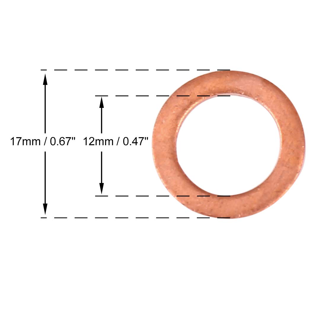 Ringen, 10 stuks Koperen Ring Platte Afdichting Pakking Ring for Auto 10x15x1.5mm (Size : 10 * 15 * 1.5mm
