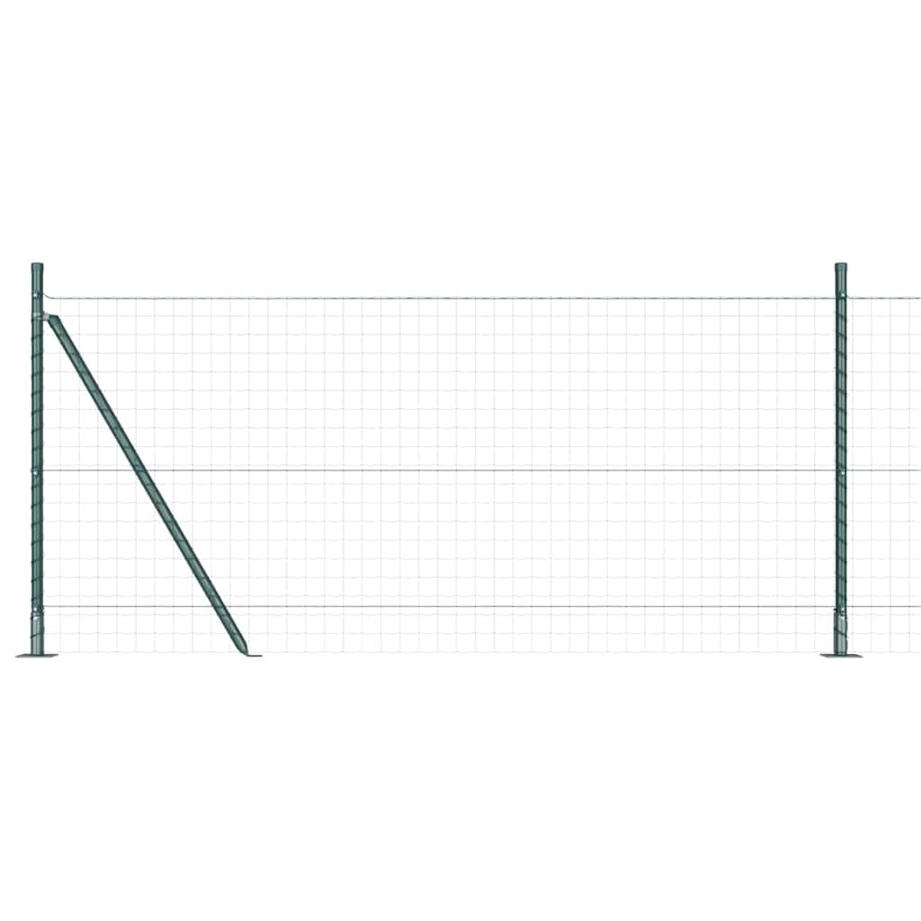 Poste de cercado con base de cemento, 13 piezas, verde, 3,2 x 90 cm | Acero con recubrimiento de polvo resistente a la intemperie para jardín y terraza