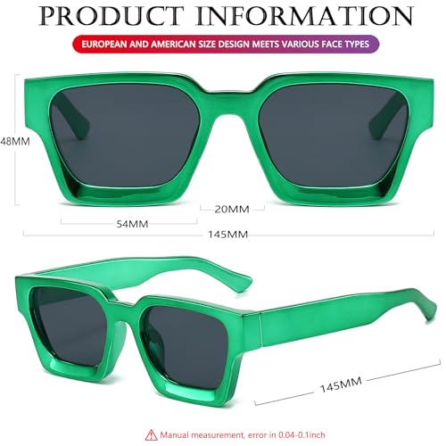Image of AIEYEZO Square Sunglasses for Women Men Square Thick Frame Sun Glasses Simple Designer Style Shades