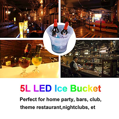 Tiandirenhe LED Eiskübel,Sektkühler led,5L LED Eiseimer, Zum Kühlen von Champagner, Wein, Getränke, Bier, für Party… – Bild 7