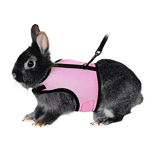 Arnés de conejo para gato que evita tirones chaleco rosa ajustable XL 2