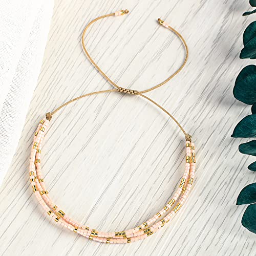 Image of KELITCH Adjustable Multi Strand Bracelets Colorful Miyuki Seed Beads Wrap Bracelets Bangle Women Jewelry