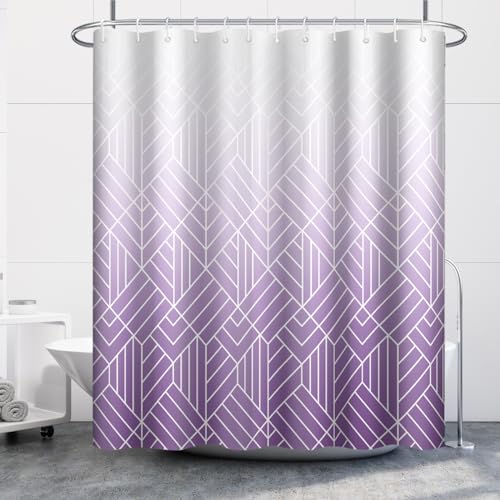 Rideau de douche anti-moisissure violet en tissu épais pour stopper les fuites d'eau au sol