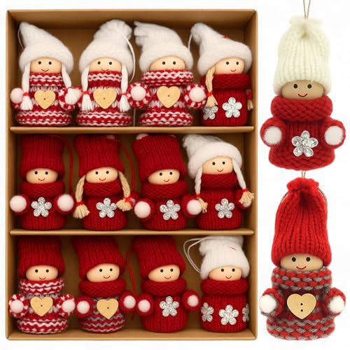 MIJOMA 12er Set Weihnachtswichtel – Handgemachter Baumschmuck aus...