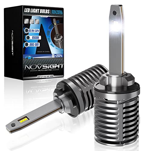 NOVSIGHT 880 LED Fog Light Bulbs 10000 LM 40W, 6500K Cool White, 300% Brightness, 885 893 All-In-One LED Fog Bulb Fast Installation, 899 Fanless Halogen Replacement IP68 Waterproof, Pack of 2