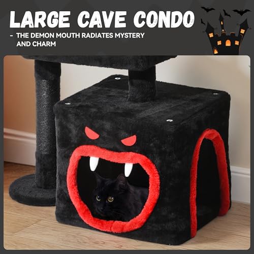 Árbol para gatos Halloween gótico con cama ataúd 38.5 in miniatura 4