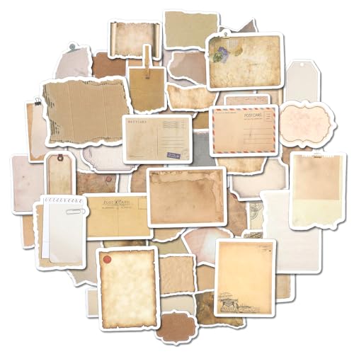 TIESOME 80 Stück 2 Stile Scrapbooking Sticker, Beschreibbar Vintage Dekopapier Scrapbook Stickers Washi Aufkleber Beschreibbar für Tagebuch Stempel Scrapbook Kalender Notizbuch Fotoalbum Dekoration