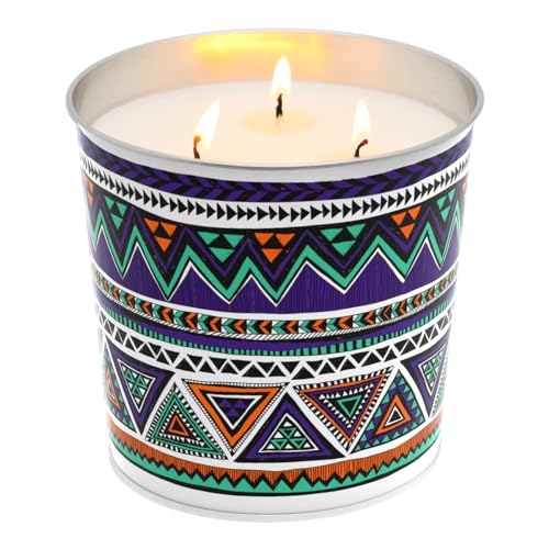 Outdoor Citronella Candles, Large 20oz 3 Wicks Soy Wax 100 Hour Long Burning Outside Candles in Decorative Boho Bucket for Patio Porch in Summer