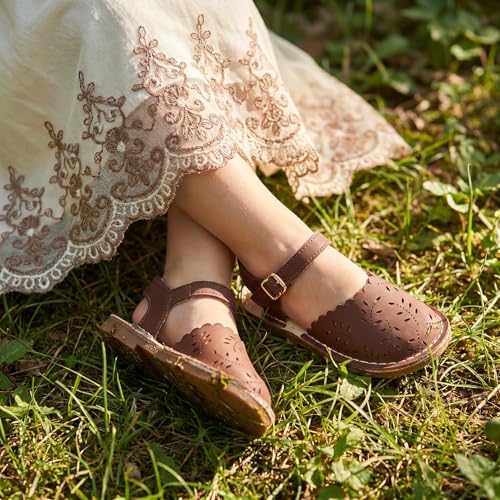 Image of THEE BRON Toddler Floral Cutout Closed Toe Sandals for Girls Breathable Summer Shoes