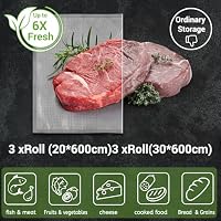 Vakuumierbeutel 6 Rollen Set - 3 Rollen 30x600cm & 3 Rollen 20x600cm Vakuumierfolie 190µm - Vakuumrollen BPA-frei für Alle Vakuumierer, Kochfest und Sous Vide Gefrierbeutel – Ansicht 2