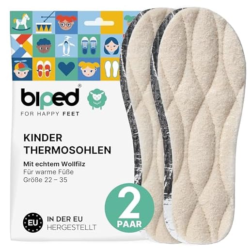 biped 2 Paar Kinder Winter Einlegesohlen - Schuheinlagen mit echter Lammwolle - Wärmende Thermosohlen z2692(26-27)