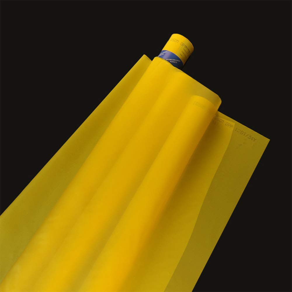 Silk Screen Printing Mesh, Size 50inchx1Yard, 100/110/120/140/160/180/200/250/300Mesh, White Yellow for Screen Printing Machine Equipment Accessories, Filter Painting, Polyester (300M/120T Yellow)