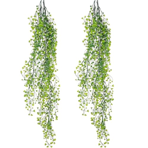 Image of Artificial Vines Fake Greenery Garland Willow Leaves Faux Hanging Plants Trailing Weeping Ivy Drooping Hanging Vines Faux Plants Realistic Home Office Christmas Holiday Decor (1 Design6)