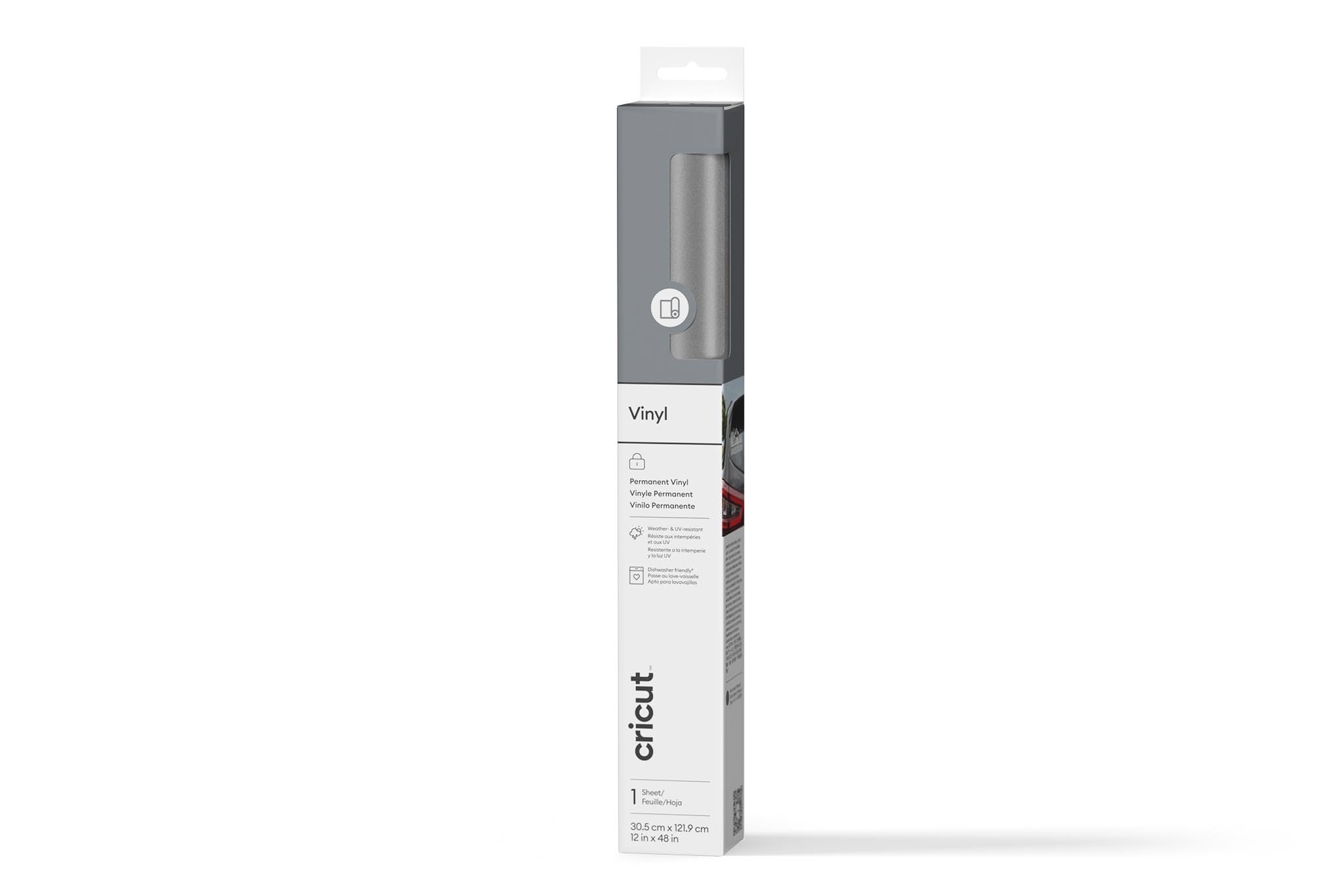 Cricut Permanent Adhesive Vinyl Sheet | 30.5 cm × 1.2 m | Gloss Silver | Self-Adhesive Vinyl for All Cricut Cutting Machines
