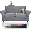 Yemyhom latest checkered 3 pieces couch covers for 2 cushion couch high stretch thickened love seat sofa cover for dogs pets elastic loveseat slipcover protector light gray 55 692 cushions  urban country home decor