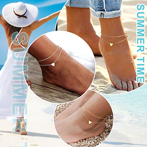 Ankle Chains For Women Stainless Steel Heart Anklet Sterling Silver Color Layered Anklets #TOP1