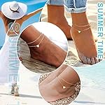 ChainsPro Womens S925 Sterling Silver Adjustable Anklet, Heart/Moon/Handcuff Ankle Bracelet,Summer Foot Jewelry, Stainless Steel/Gold Plated(Send Gift Box) - Image 2