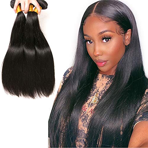 Human Hair Straight Bundles 16 18 20 Inch Unprocessed Remy Hair Malaysian Virgin Hair 3 Bundles Deals Tangle Free Natural Color Weave