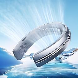 Ventilador Iones Negativos JISULIFE Ventilador de Cuello Portátil, 5800 mAh Ventilador USB Recargable, 100 Velocidades Ventilador Personal Portátil Alimentado por Batería de Indicador LED, Función de Iones Negativos Plateado