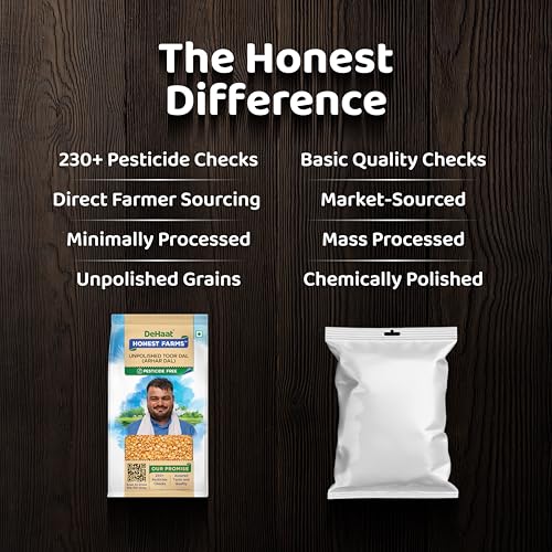 Image of DeHaat Honest Farms Pesticide Free Unpolished Toor Dal (Arhar Dal) 1 KG (Pack of 3)