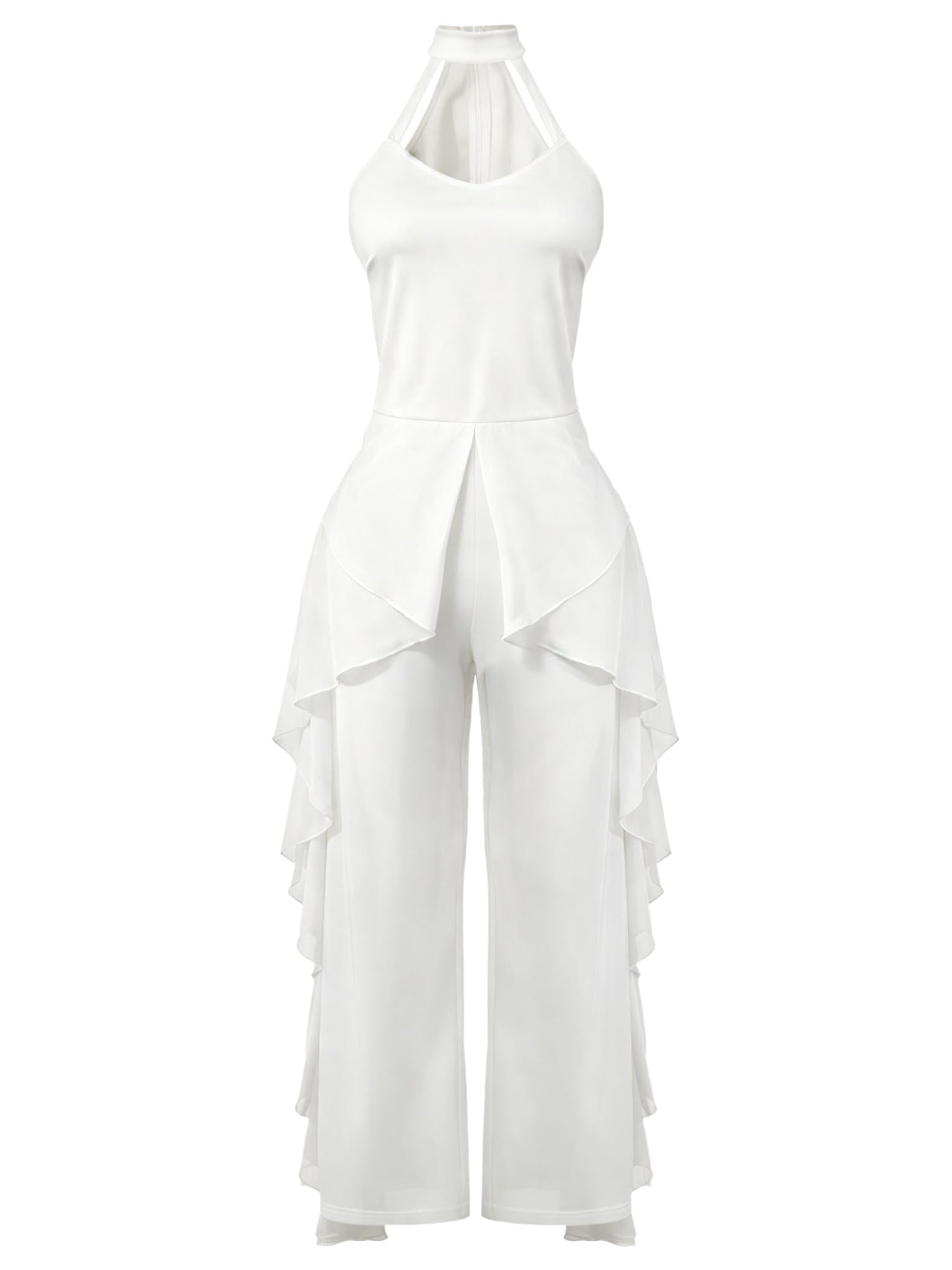 Runhomal Donna Combinazioni Signore Salopette Con Volant Alla Moda Clubwear